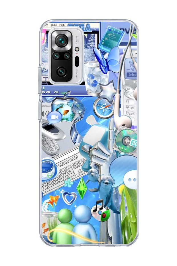 Redmi Note 10 Pro 4g Compatible Blue Nostalgia Technology Printed Transparent Phone Case