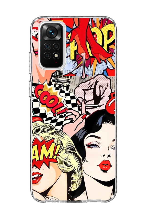 Redmi Note 11 / 11S Compatible Comic Book Women's Printed Transparent Phone Case
