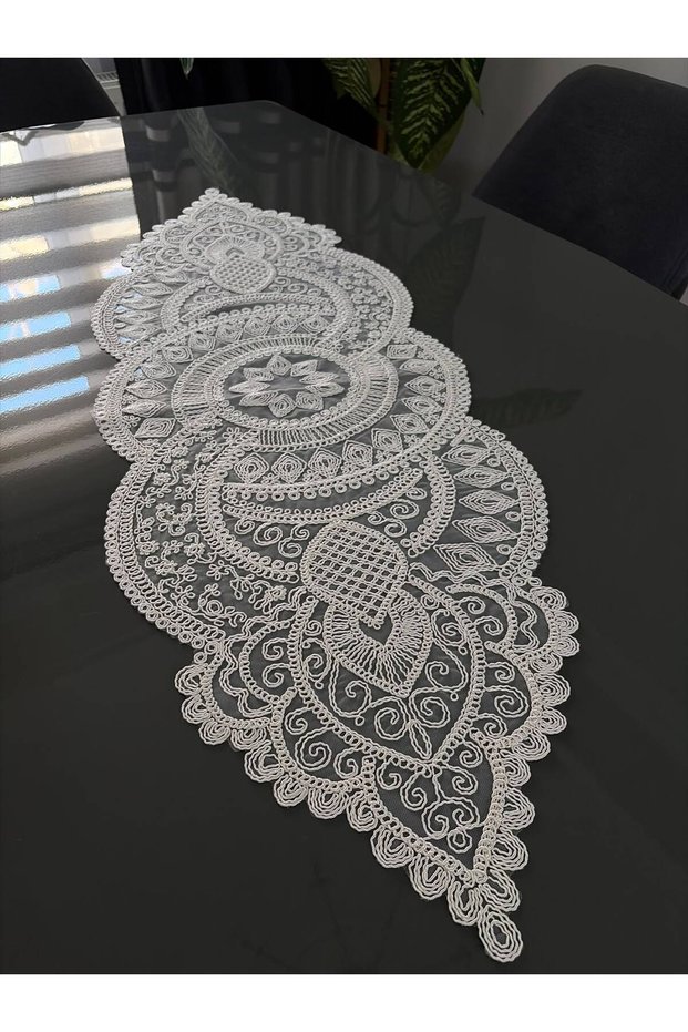 French Lace Luxury Tulle Guipure Chic Single Runner 40X110 cm