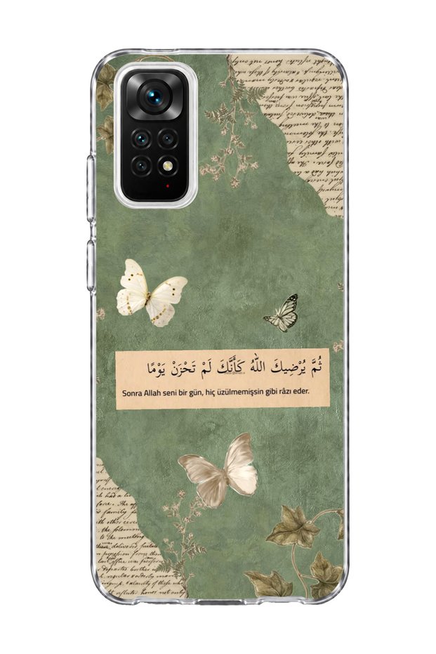 Redmi Note 11 / 11S Compatible Green Butterfly Verse Printed Transparent Phone Case