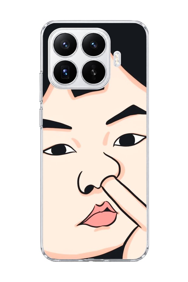 Mi 17t Compatible Funny Face Nose Printed Transparent Phone Case