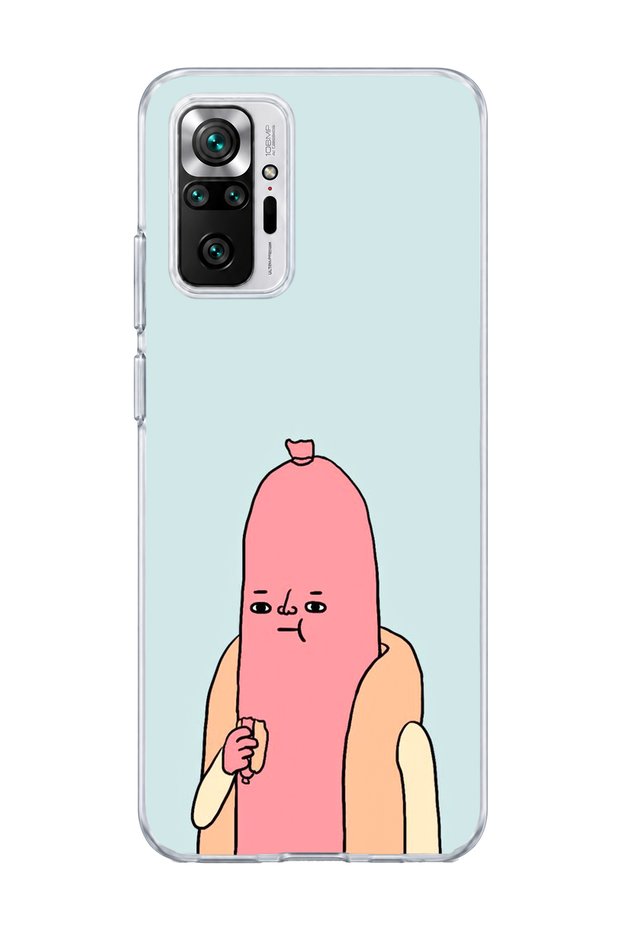 Redmi Note 10 Pro 4g Compatible Funny Sausage Character Printed Transparent Phone Case