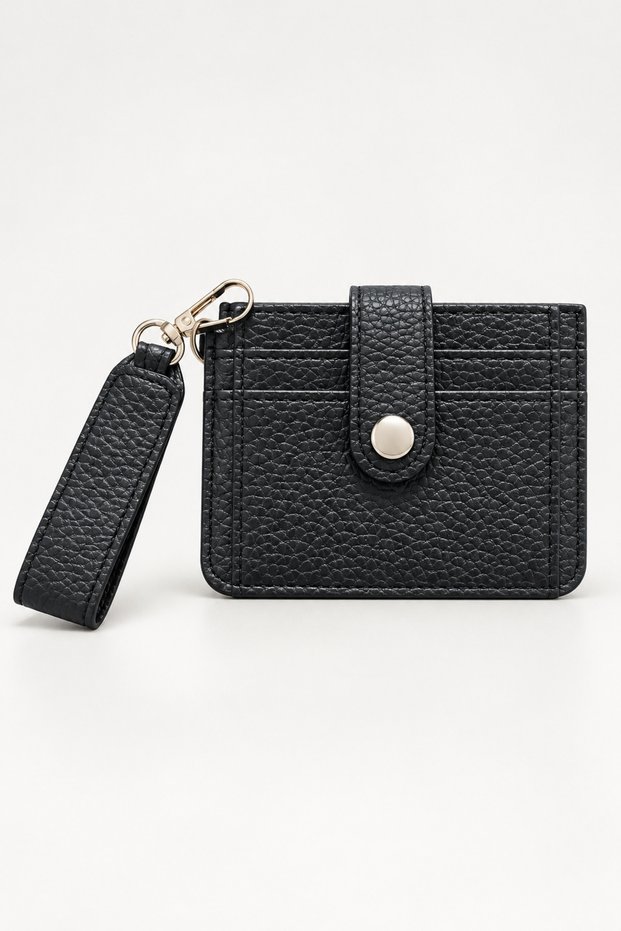 Women's Card Holder Wallet with Wrist Strap Mini Wallet with Snap Closure Card Compartment Transparent Id Compartment