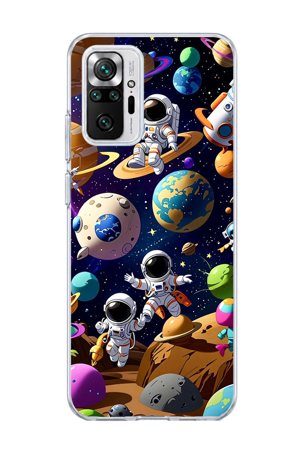 حافظة هاتف شفافة مطبوعة عليها كوكب رائد الفضاء اللطيف، متوافقة مع Redmi Note 10 Pro 4G