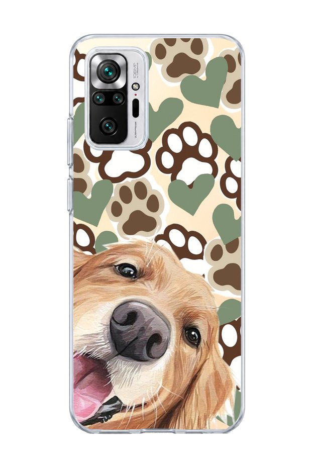 Redmi Note 10 Pro 4g Compatible Yellow Dog Paw Heart Printed Transparent Phone Case