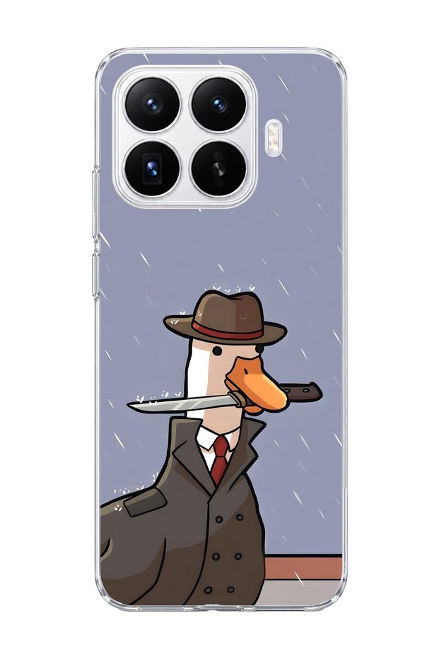 Mi 17t Compatible Hat Detective Goose Printed Transparent Phone Case