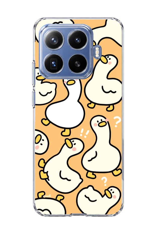 Mi 17t Pro Compatible Cute Duck Orange Printed Transparent Phone Case