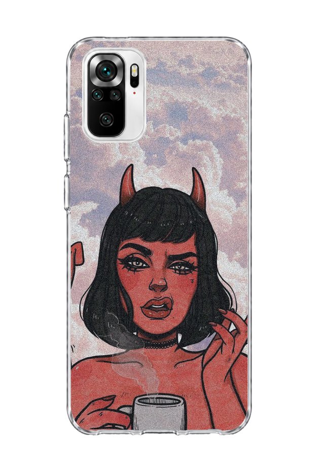 Redmi Note 10 / 10S Compatible Horned Girl Cloud Printed Transparent Phone Case