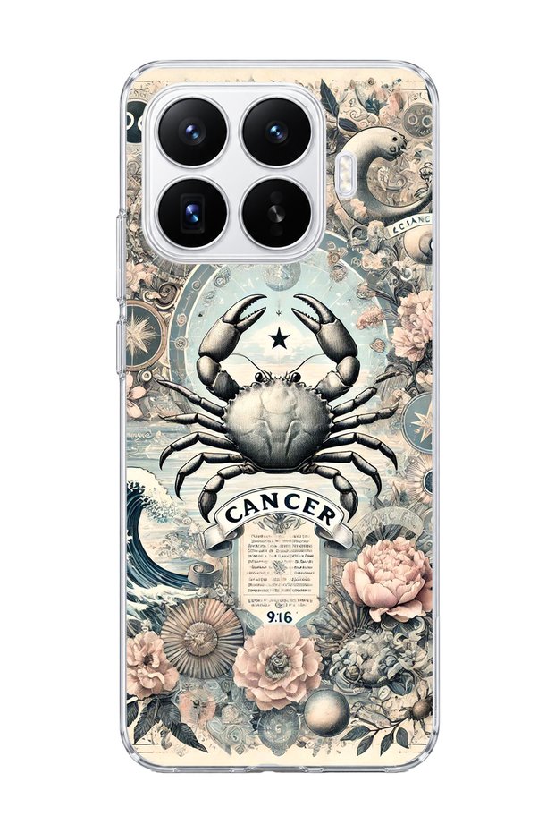 Mi 17t Compatible Crab Sign Printed Transparent Phone Case
