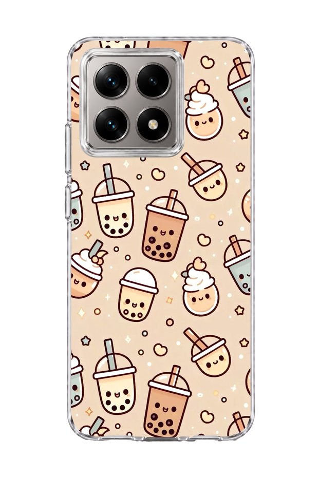 Mi 14t Compatible Cute Bubble Tea Printed Transparent Phone Case