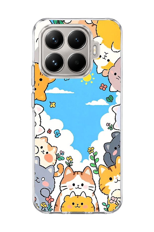 Mi 15t Pro Compatible Cats Blue Sky Printed Transparent Phone Case