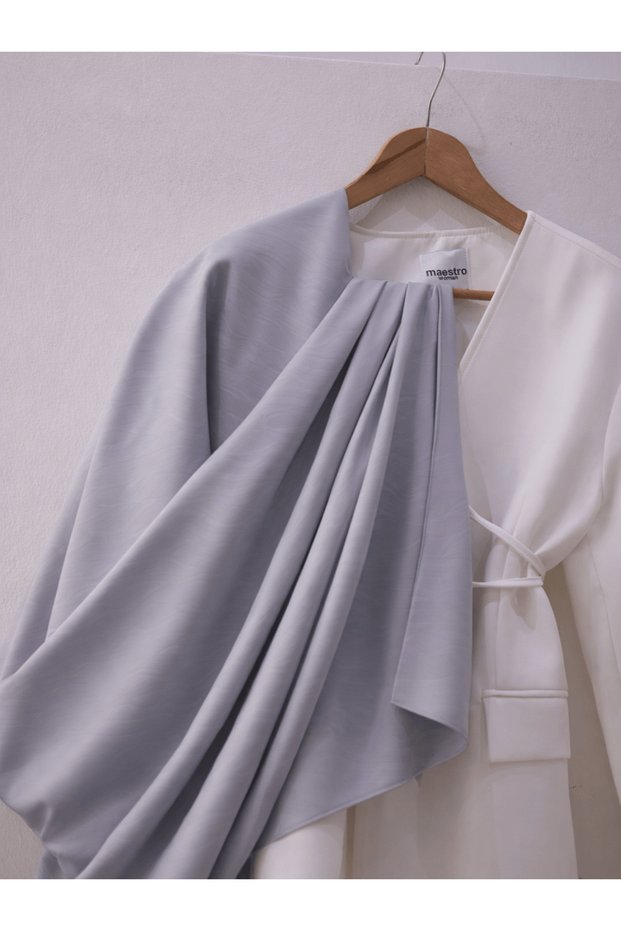 Mysterious Geometry Pattern Jacquard Shawl - Light Gray
