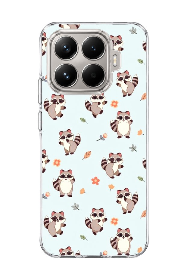 Mi 15t Pro Compatible Cute Raccoon Printed Transparent Phone Case