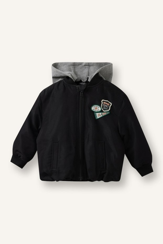 Windproof Hooded Bomber Coat with Arma Detail for Baby Boy H0204A526Au