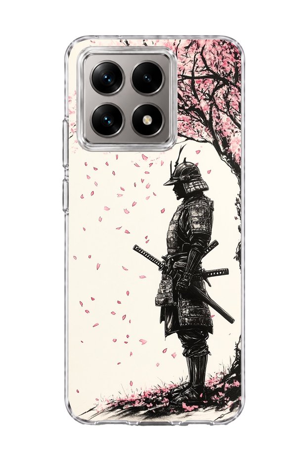 Mi 14t Compatible Samurai Cherry Wood Printed Transparent Phone Case