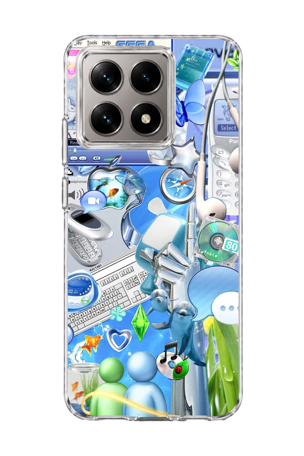 Mi 14t Compatible Blue Nostalgia Technology Printed Transparent Phone Case