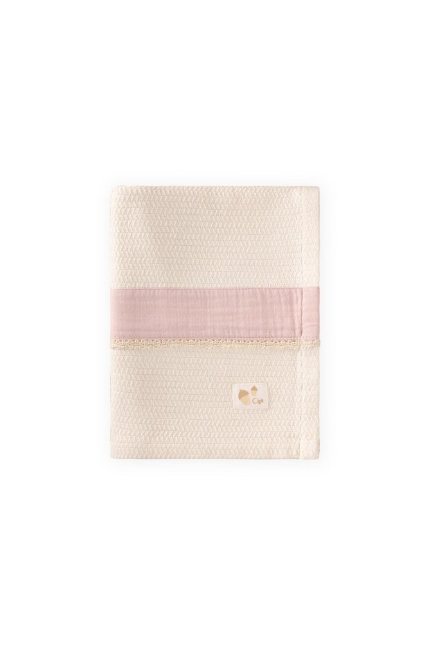 Straw Patterned Striped Blanket 85X100 cm Natural Powder