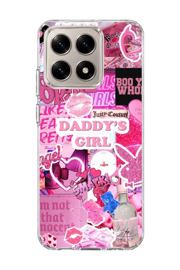 Mi 15t Compatible Pink Lip Heart Printed Transparent Phone Case