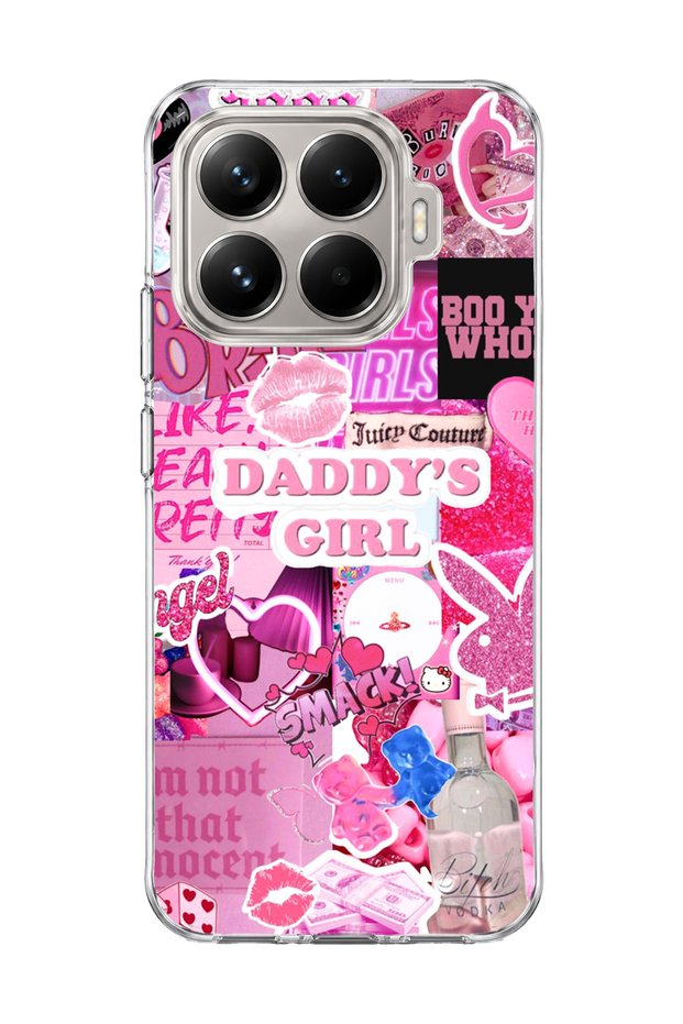 Mi 15t Pro Compatible Pink Lip Heart Printed Transparent Phone Case