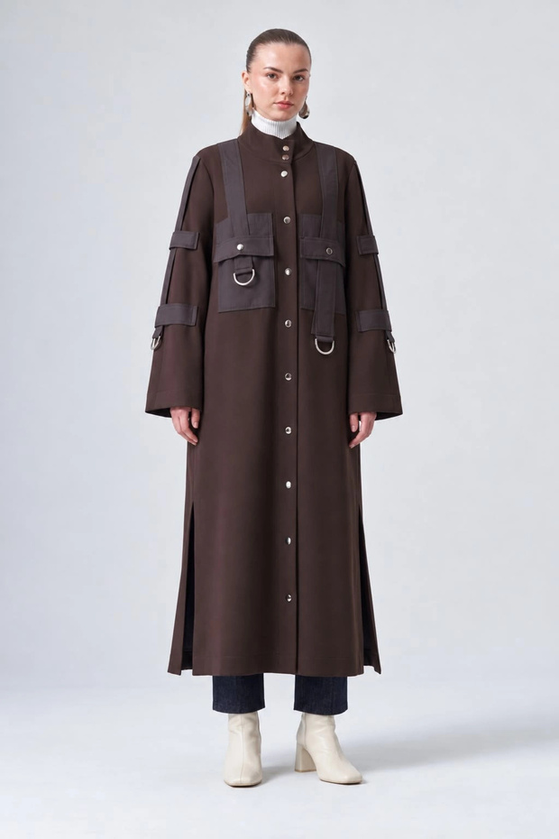 6050 Cepleri Parachute Buttoned Cap Coffee