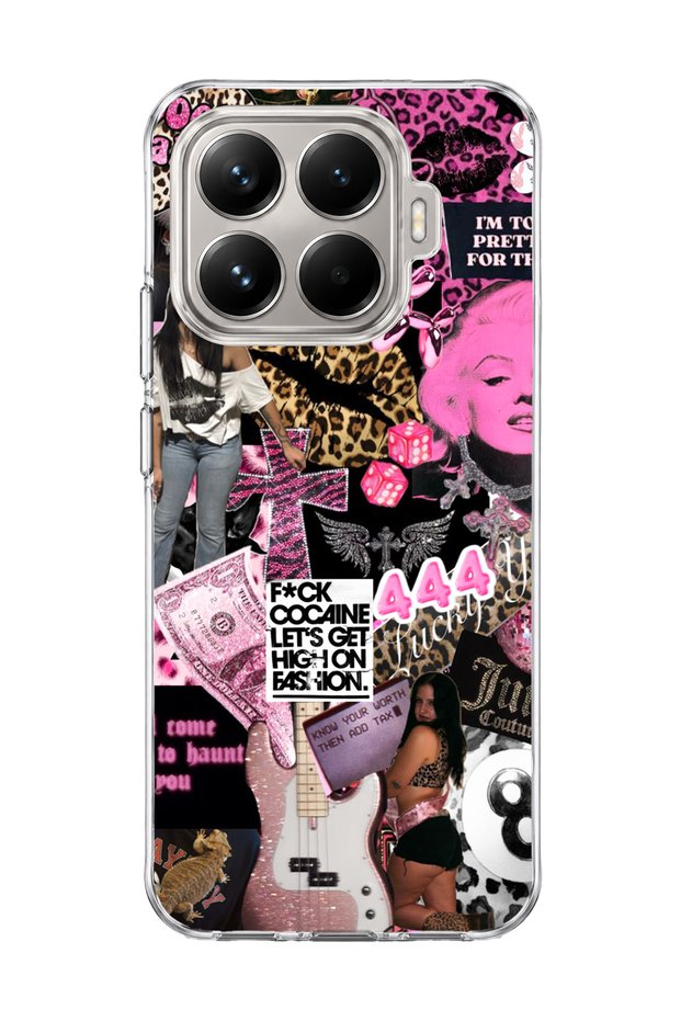 Mi 15t Pro Compatible Pink Leopard Fashion Printed Transparent Phone Case