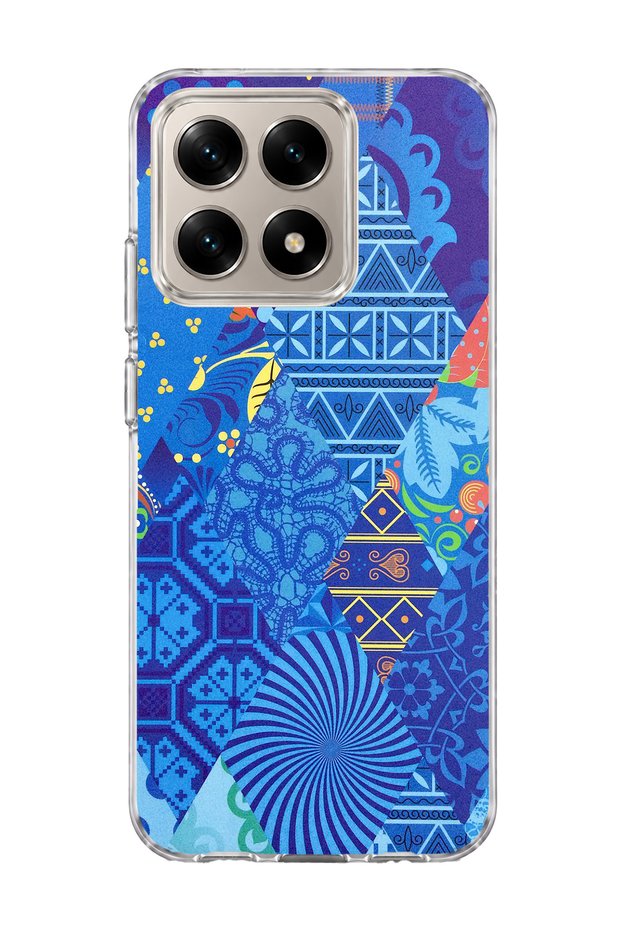 Mi 15t Compatible Blue Crayon Printed Transparent Phone Case