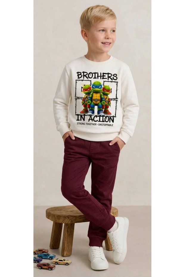 Patterned Boys' 3-Yarn Tracksuit Set
