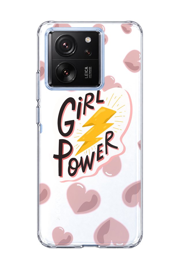 Mi 13t Compatible Lightning and Heart Print Transparent Phone Case