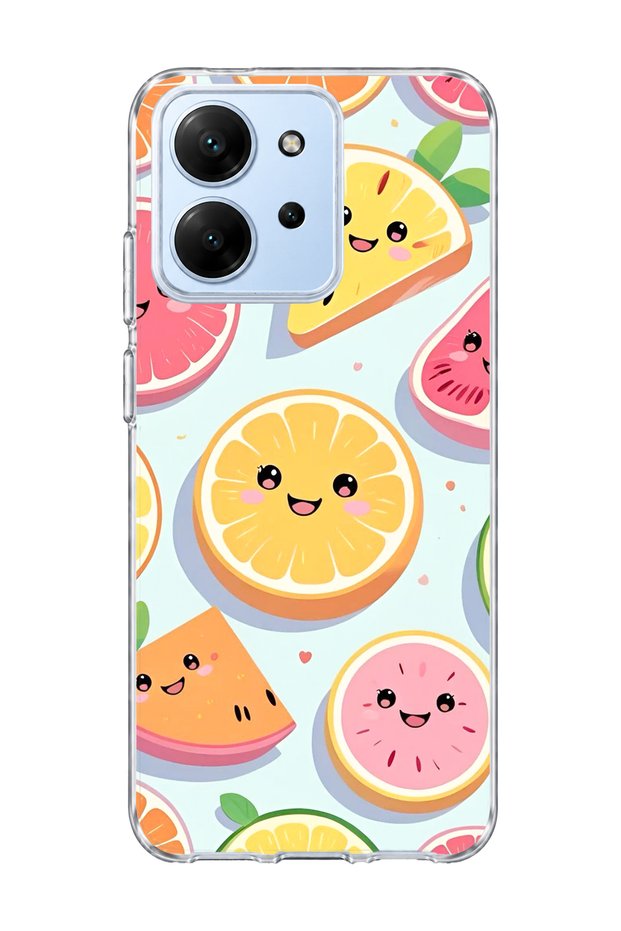 Redmi 15C Compatible Cute Fruit Slices Printed Transparent Phone Case