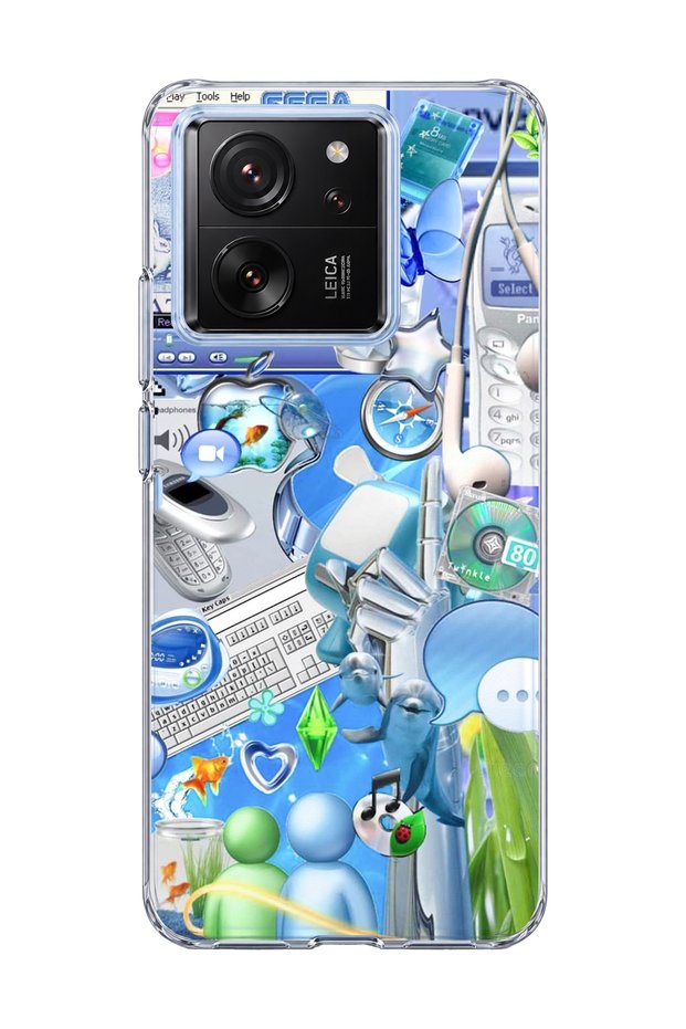 Mi 13t Pro Compatible Blue Nostalgia Technology Printed Transparent Phone Case