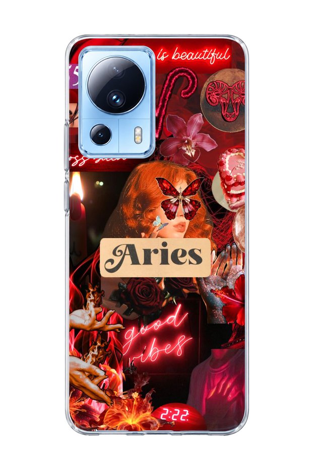 Mi 13 Lite Compatible Aries Sign Printed Transparent Phone Case