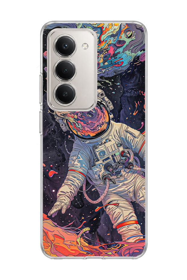 Redmi 15 Compatible Colorful Astronaut Printed Transparent Phone Case