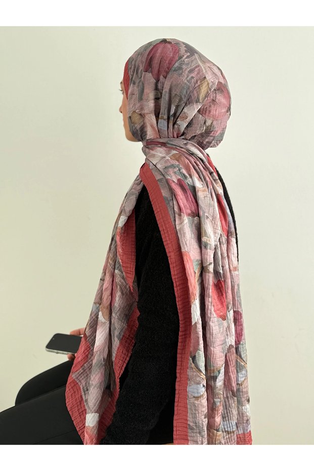 Lalezar Desen Muslin Shawl - Tile