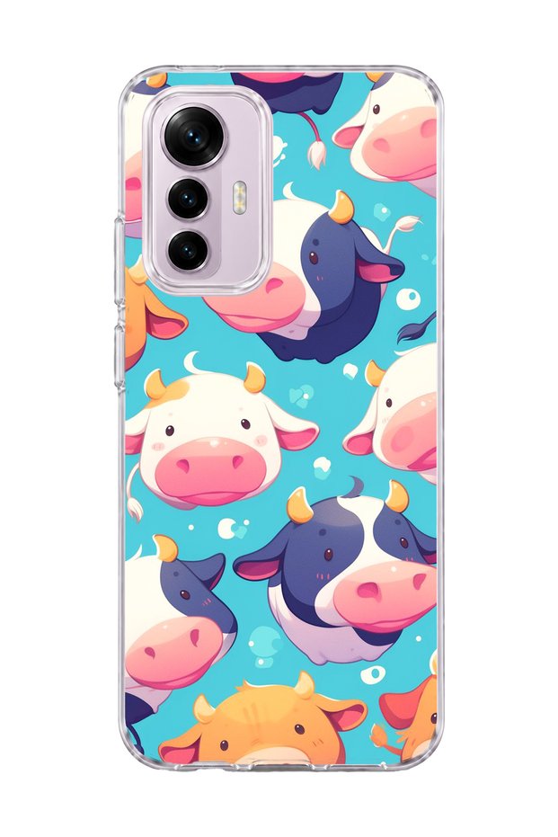 Mi 12 Lite Compatible Cute Cow Printed Transparent Phone Case