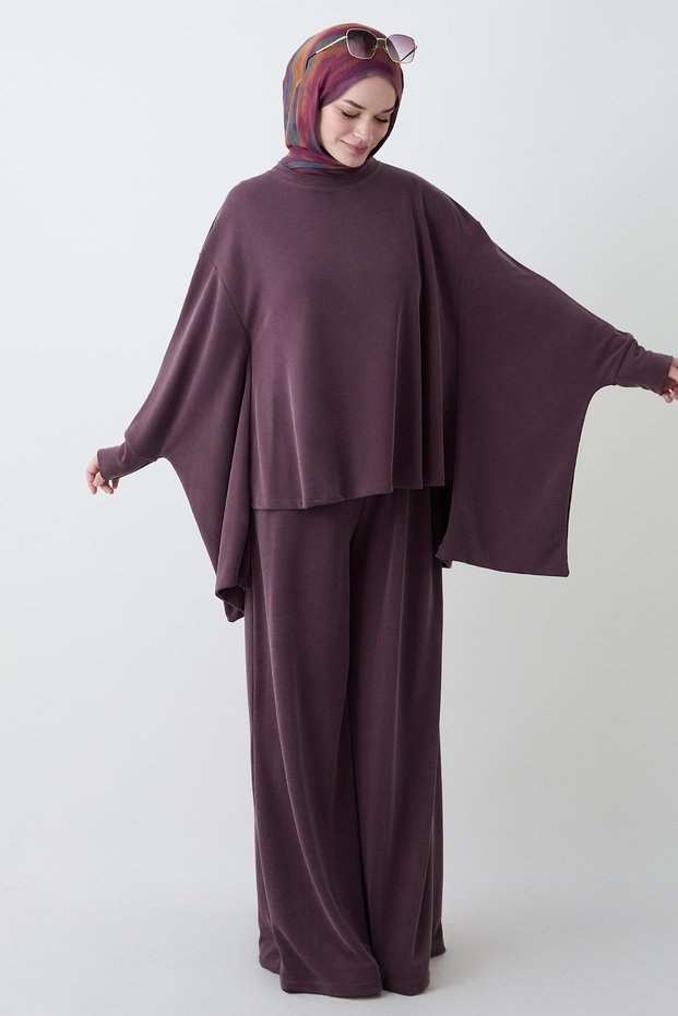 Yarasa Sleeve Loose Fit Plum Set