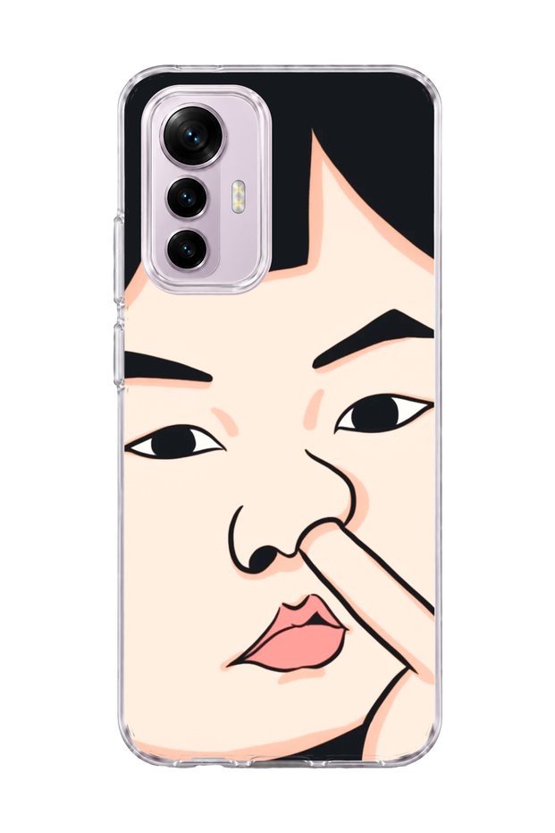 Mi 12 Lite Compatible Funny Face Nose Printed Transparent Phone Case