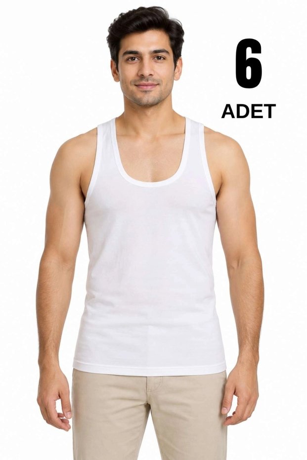 High Quality 100% Cotton Combed Ribbed Men's Undershirts White 6-Pack