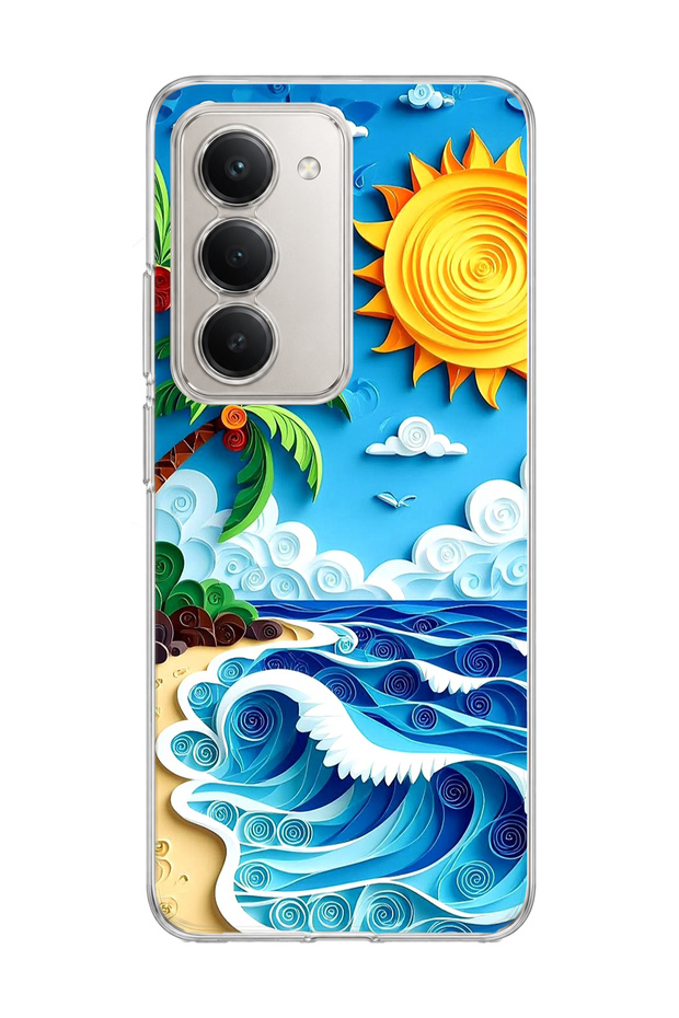 Redmi 15 Compatible Palm Sun Wave Printed Transparent Phone Case