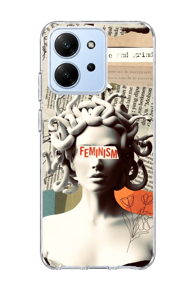 Redmi 15C Compatible Snake Hair Sculpture Printed Transparent Phone Case