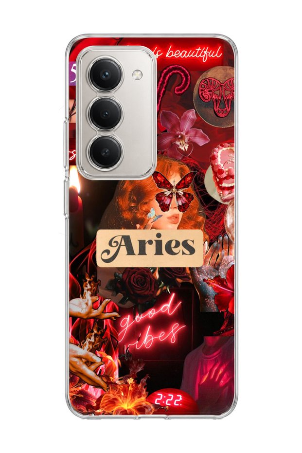 Redmi 15 Compatible Aries Sign Printed Transparent Phone Case