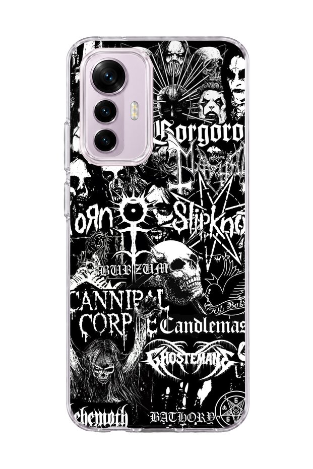 Mi 12 Lite Compatible Gothic Music Collage Printed Transparent Phone Case