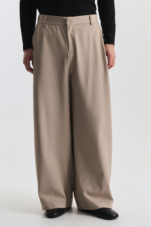 Barrel Fit Elastic Waist Trousers