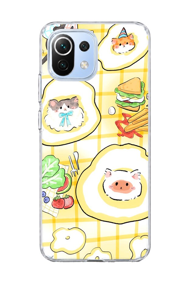 Mi 11 Lite Compatible Cat in the Field Egg Printed Transparent Phone Case