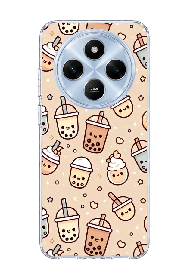 Redmi 14C Compatible Cute Bubble Tea Printed Transparent Phone Case