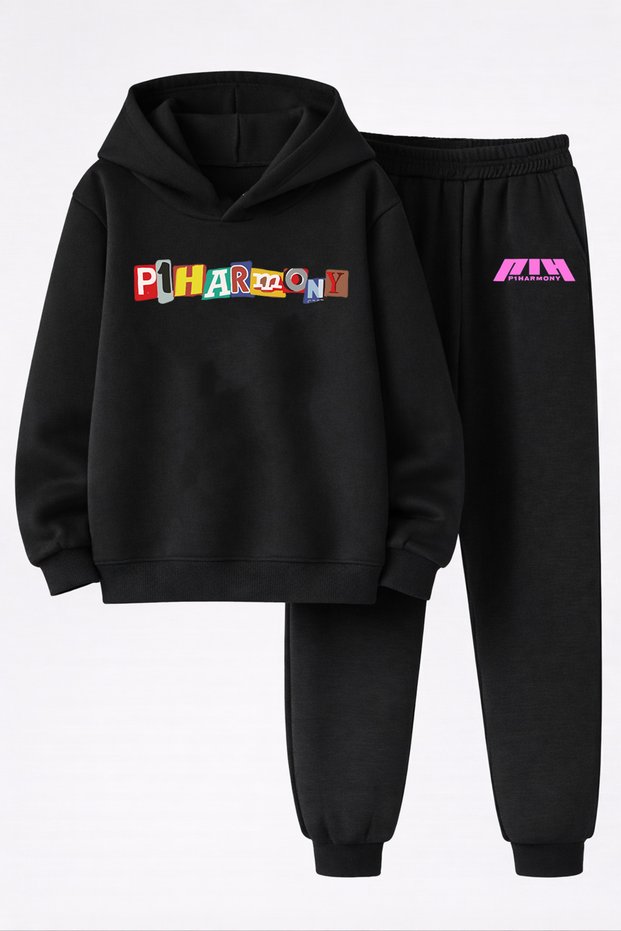 P1 Harmony K-Pop Group Printed 3-Yarn Quality Sweatshirt and Sweatpants Children's Top-Bottom Set