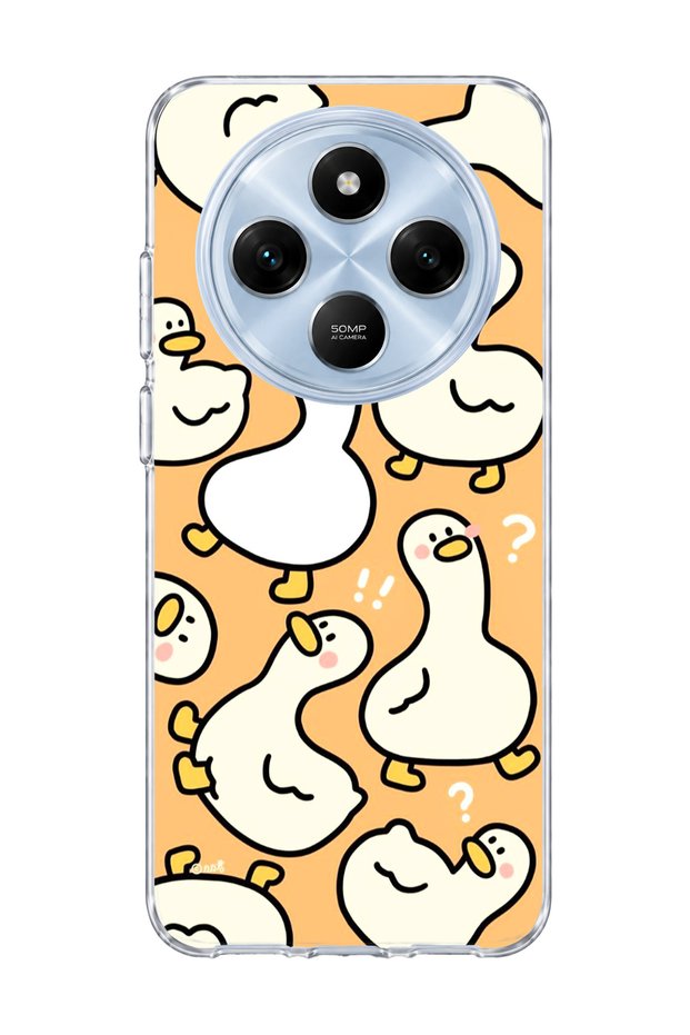 Redmi 14C Compatible Cute Duck Orange Printed Transparent Phone Case