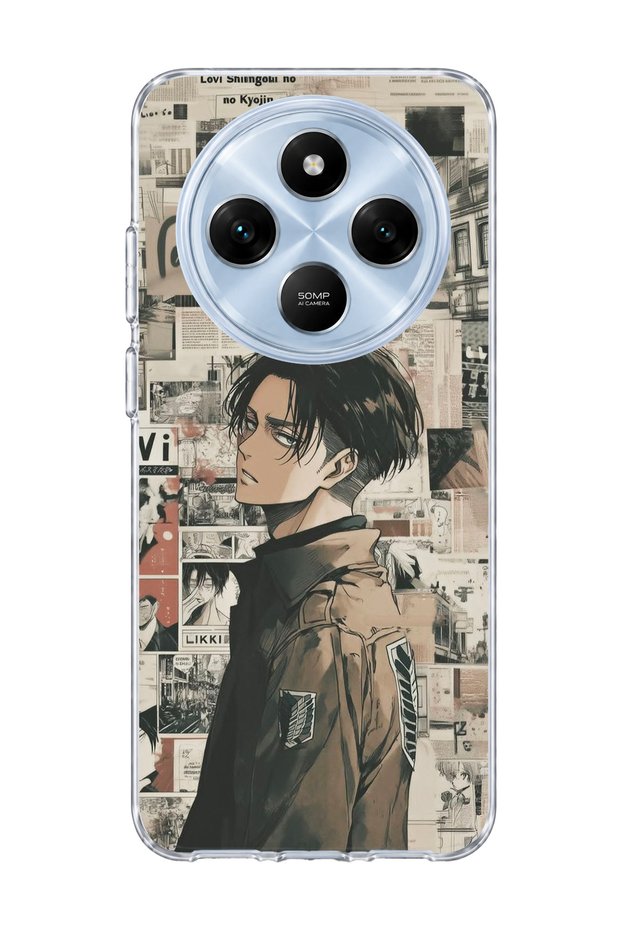 Redmi 14C Compatible Anime Newspaper Collage Printed Transparent Phone Case