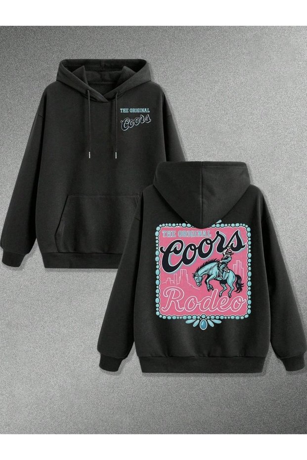 Rodeo Printed Cotton 3 Thread Threaded Oversize Sweatshirt