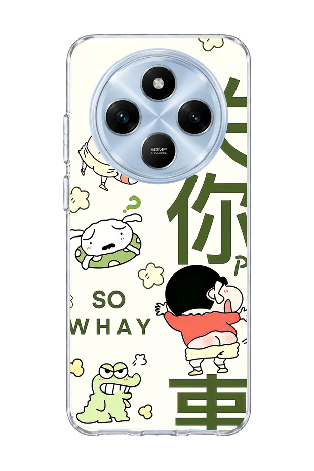 Redmi 14C Compatible Funny Character Green Text Printed Transparent Phone Case