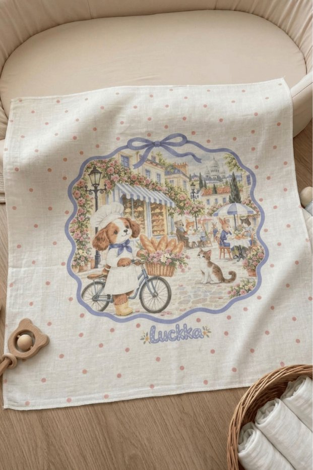 Littlestory 3-Piece Baby Muslin Cover Set 100% Cotton 75X78 cm 2 Patterns 1 Ecru - Ztlittlestory